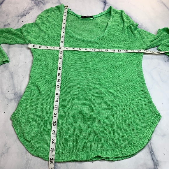 Zara Knit Bright Green Open Knit ScoopNeck Sweater - Picture 5 of 8